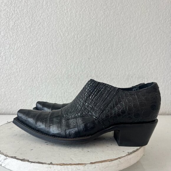 Rod Patrick Womens Pull on Shoes 6C Brown Caiman Exotic Western Boots Loafers - Picture 4 of 11